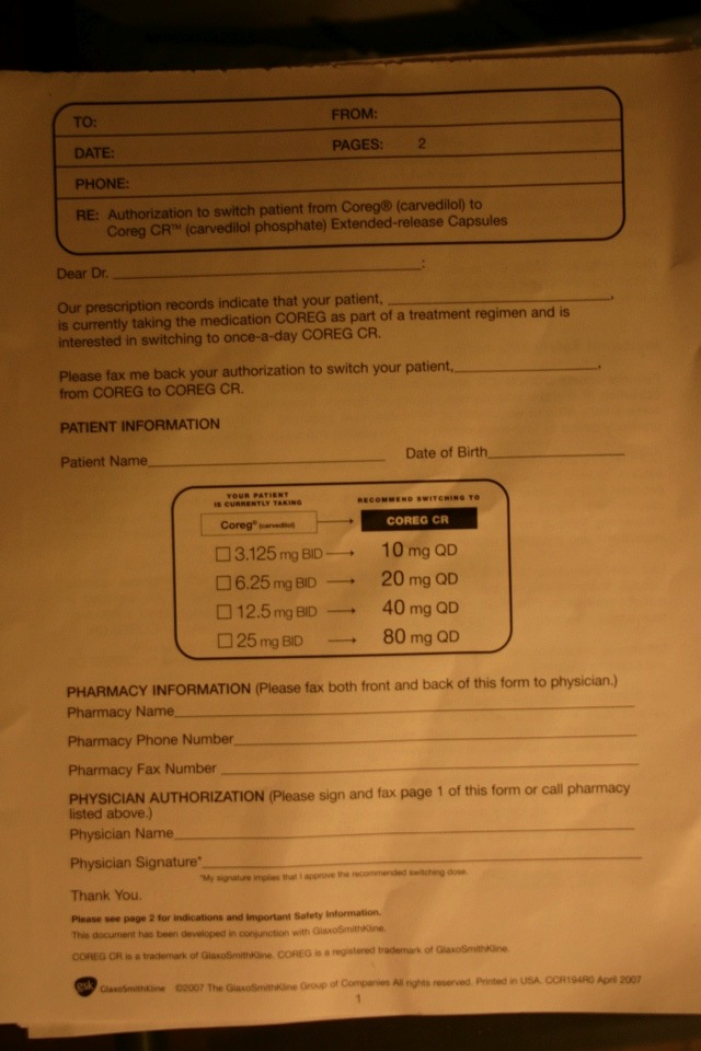 Coreg CR change request form