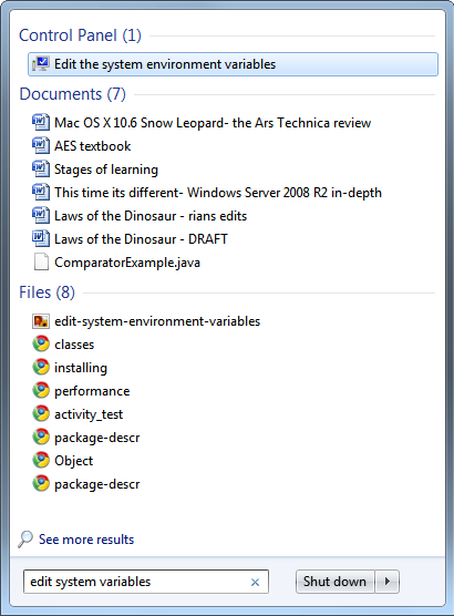 edit system environment variables