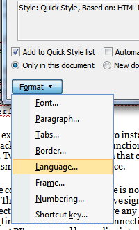 MS Word Format Language